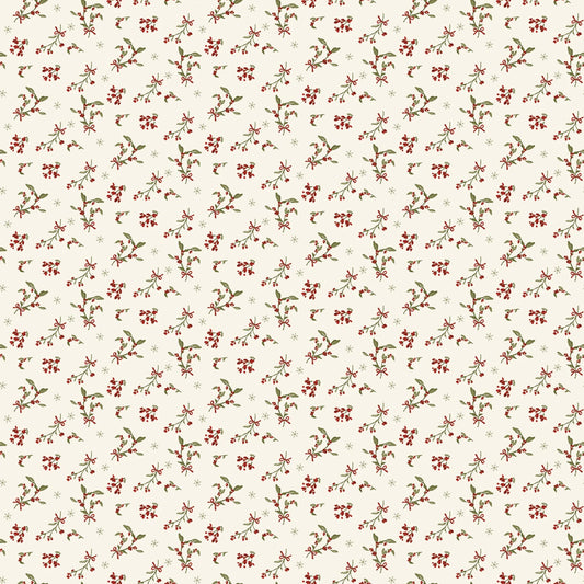 Christmas Greetings - Berries Cream | 1 Yard Cut