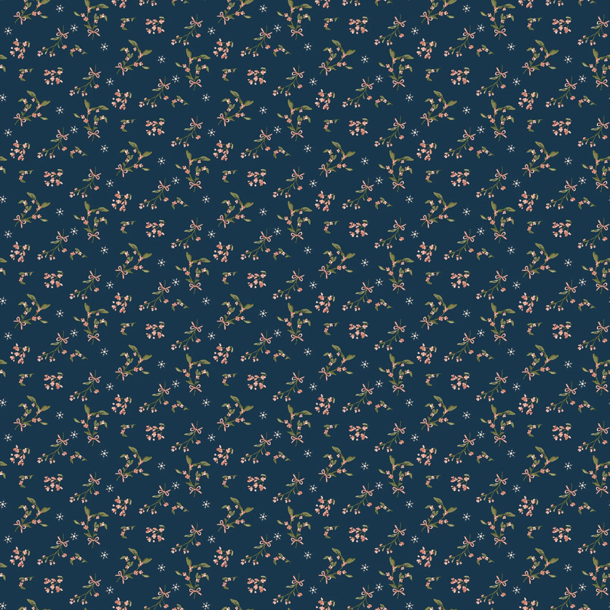 Christmas Greetings - Berries Navy | 1 Yard Cut