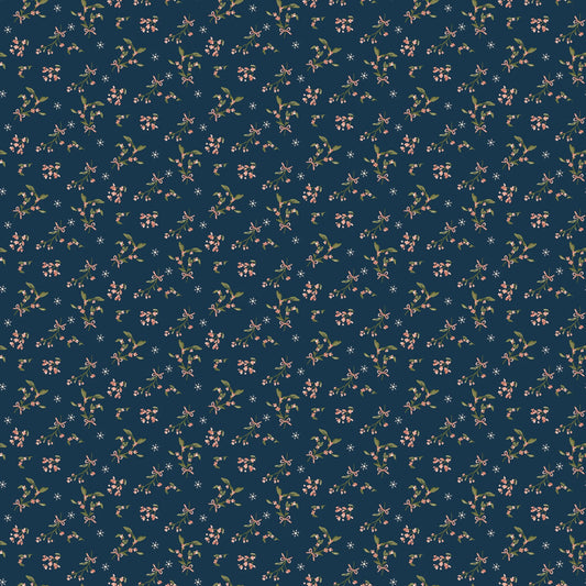 Christmas Greetings - Berries Navy | 1 Yard Cut