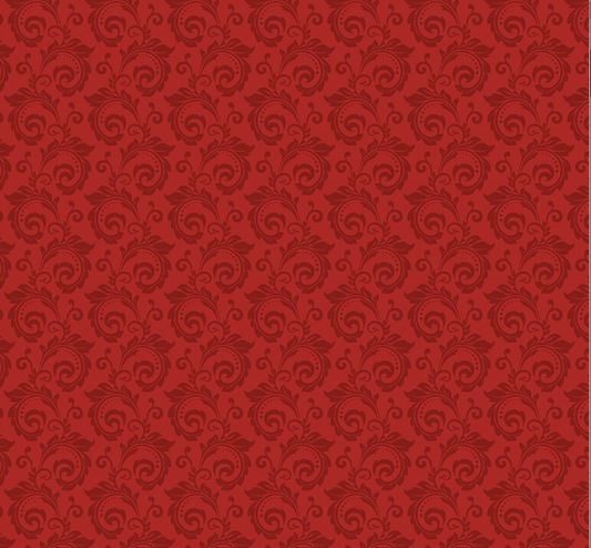 Christmas Greetings - Scroll Red | 1 Yard Cut