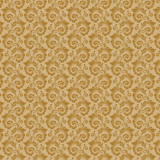 Christmas Greetings - Scroll Gold | 1 Yard Cut