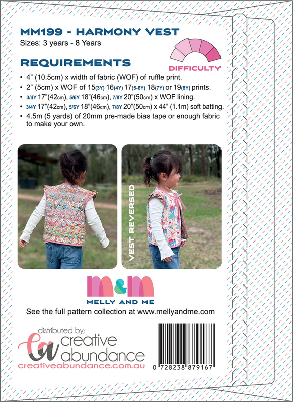 Harmony Girls Patchwork Vest Pattern for garment repair, mending and sewing projects