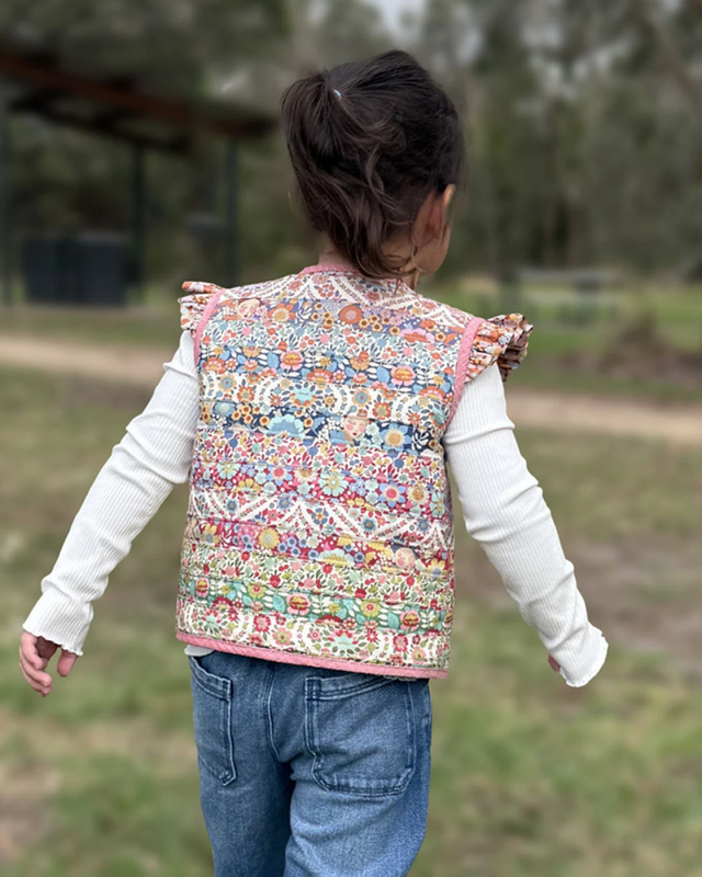 Harmony Girls Patchwork Vest Pattern for garment repair, mending and sewing projects