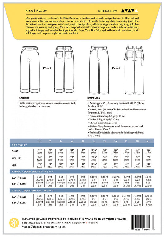 Rika Pants Pattern , quilting and craft projects