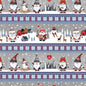 Grey Nordic Gnomes Border Stripes Christmas sewing and quilting product