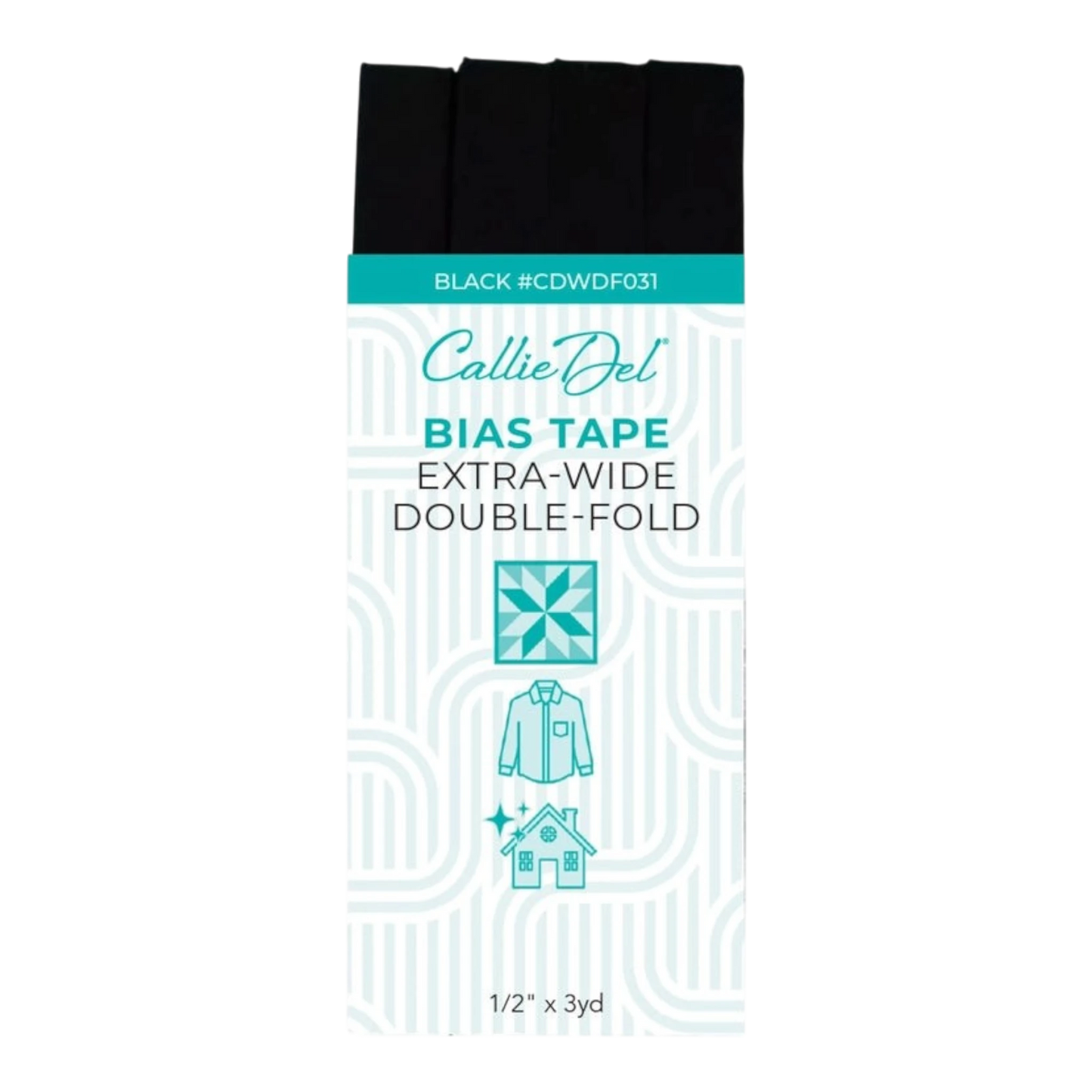 Extra Wide Double Fold Bias Tape Black 13 mm x 3yd , quilting and neat fabric finishing