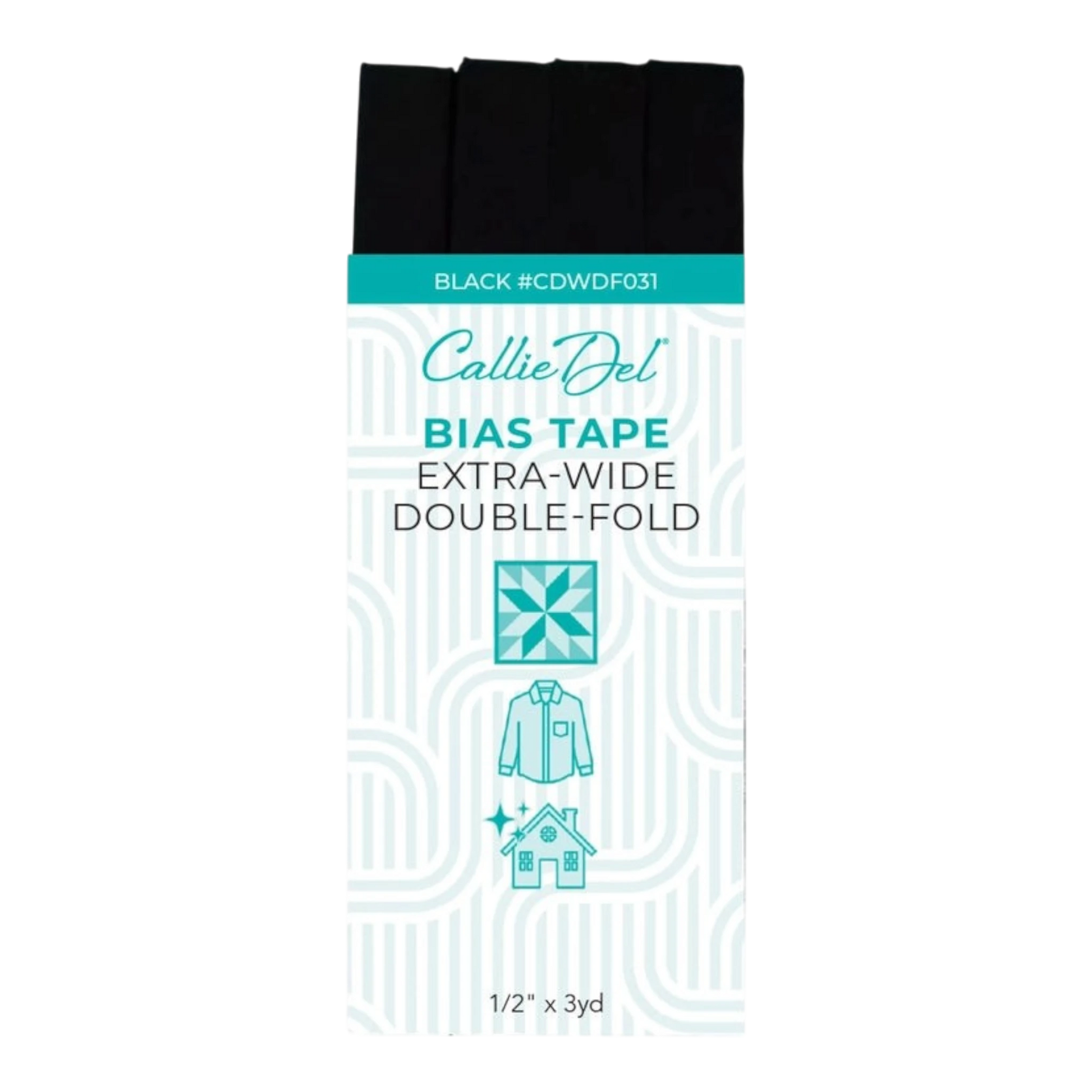 Extra Wide Double Fold Bias Tape Black 13 mm x 3yd , quilting and neat fabric finishing