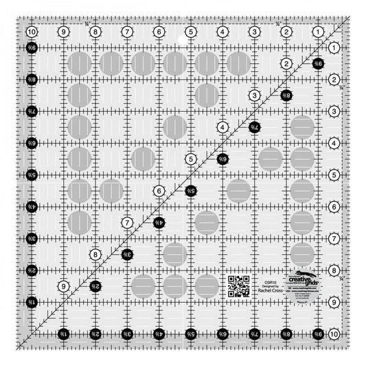 Quilt Ruler 10.5 Square - CGR10 for precise cutting, marking and patchwork