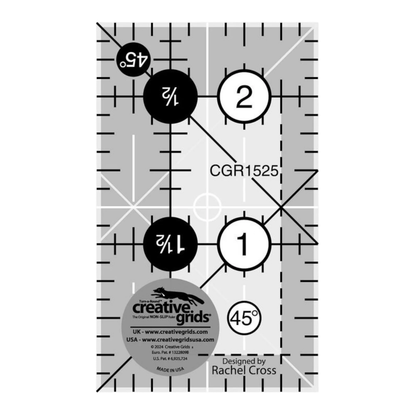 Creative Grids Turn A Round Non Slip Ruler for precise cutting, marking and patchwork