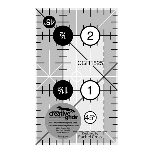 Creative Grids Turn A Round Non Slip Ruler for precise cutting, marking and patchwork