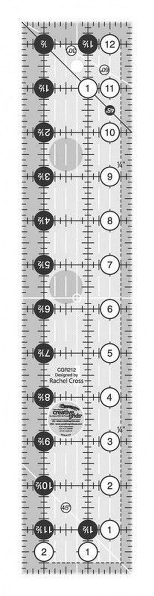 Quilt Ruler 2.5x 318 mm - CGR212 inch for precise cutting, marking and patchwork
