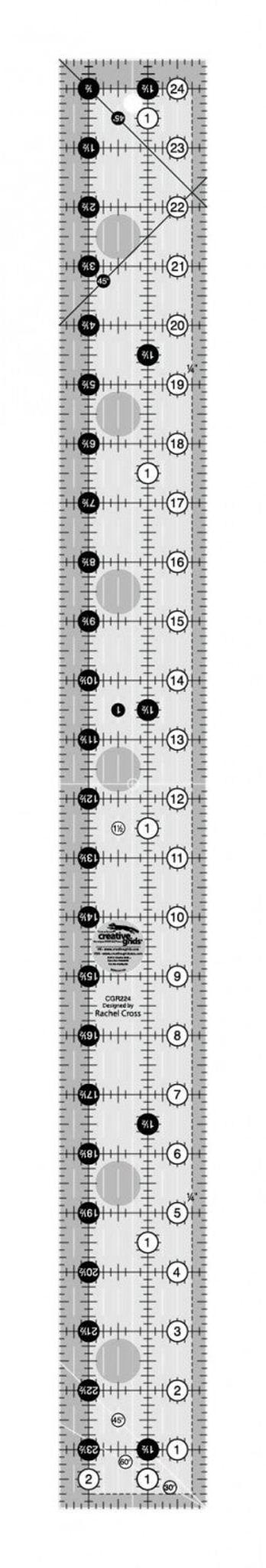 Quilt Ruler 64 mm x 622 mm - CGR224 for precise cutting, marking and patchwork