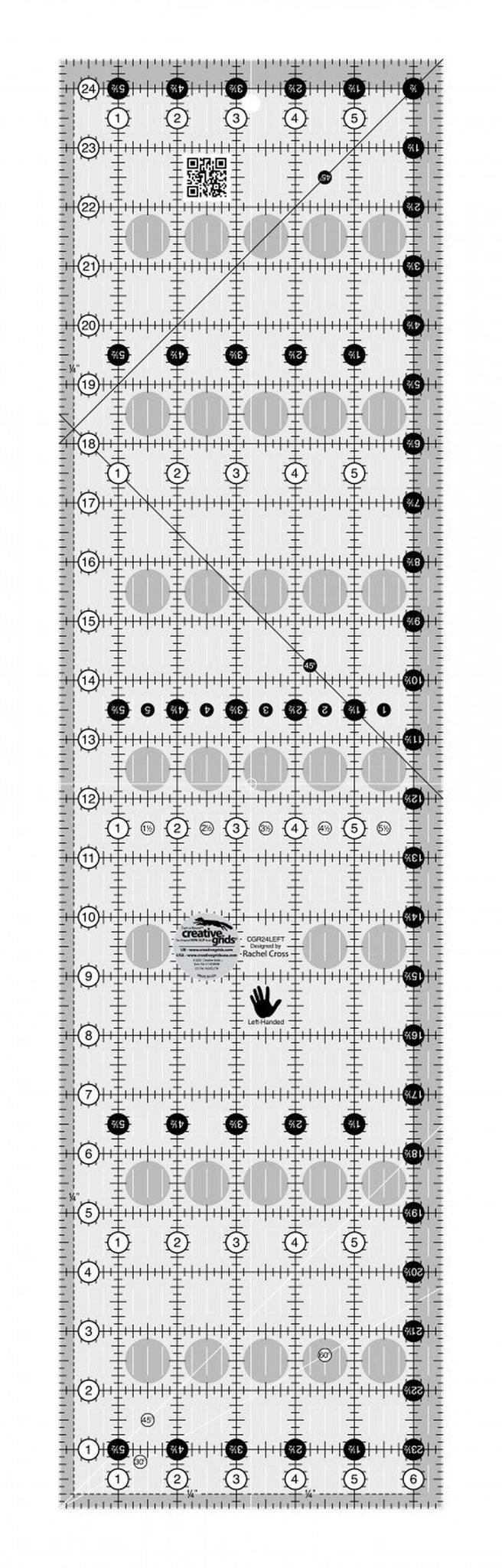 Quilt Patchwork Ruler 6.5 x 24.5 LEFT - CGR24LEFT for garment repair, mending and sewing projects
