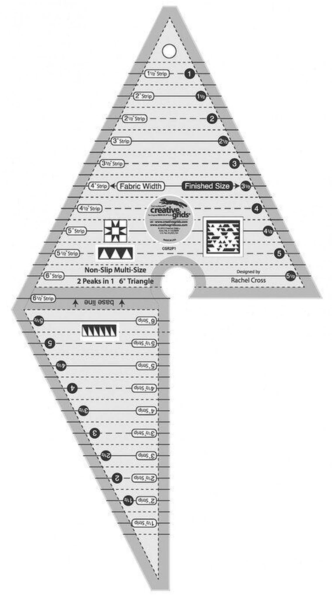 Multi-Size 2 Peaks in 1 Triangle ruler - CGR2P1 for precise cutting, marking and patchwork