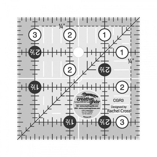 Quilt Ruler 3.5 Square - CGR3 in for precise cutting, marking and patchwork