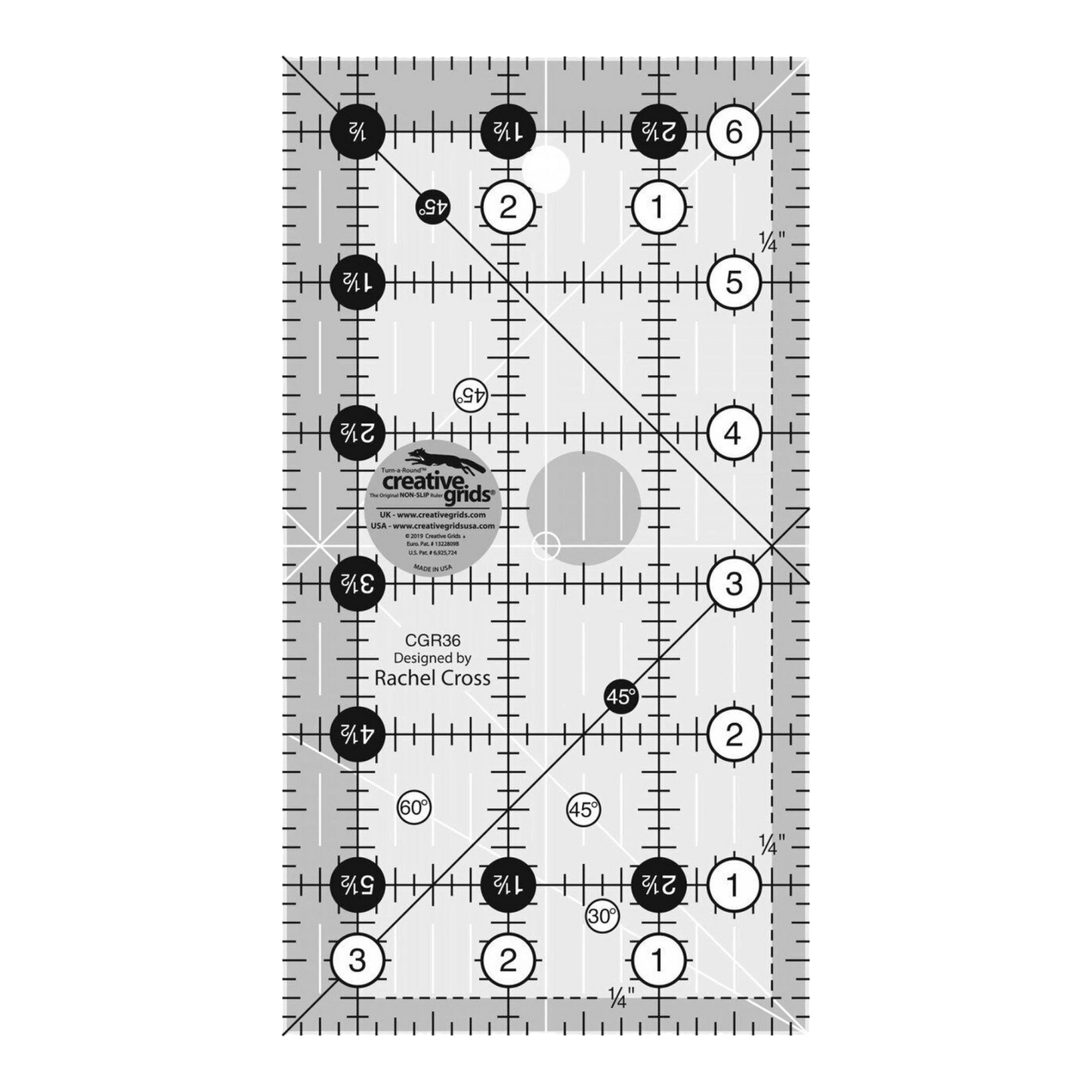 Quilt Ruler 3.5 x 165 mm Rectangle - CGR36 for precise cutting, marking and patchwork
