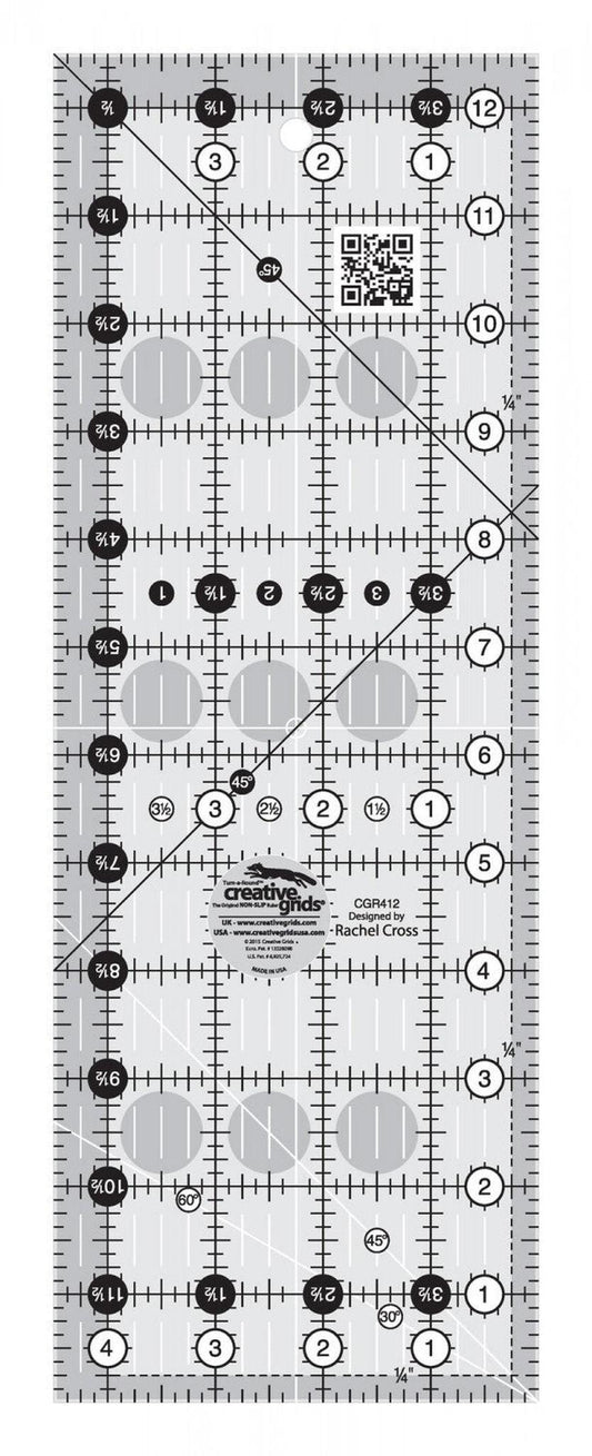 Quilt Patchwork Ruler 4.5 x 318 mm Rectangle - CGR412 in for garment repair, mending and sewing projects