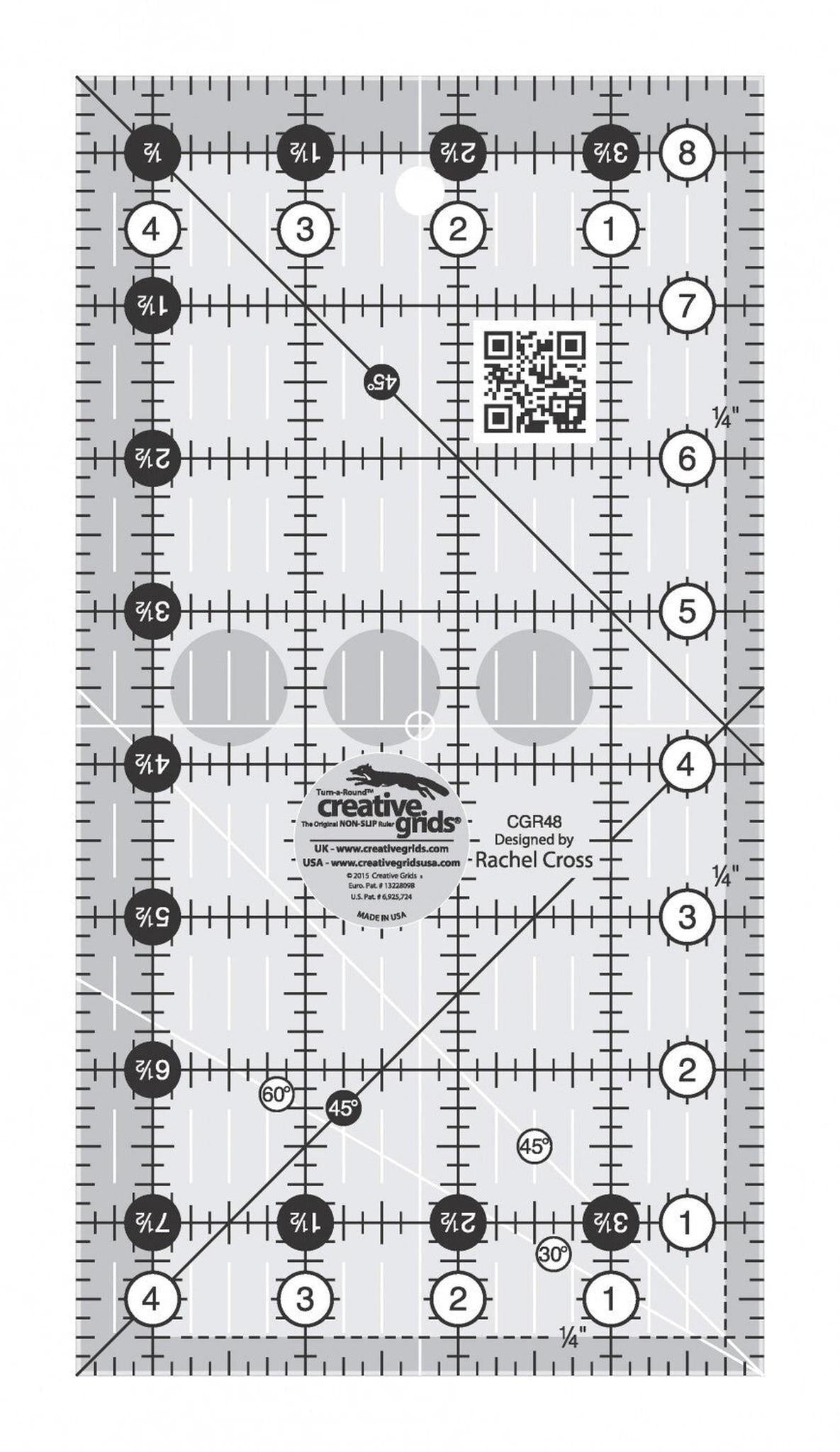 Quilt Patchwork Ruler 114 mm x 216 mm Rectangle - CGR48 for garment repair, mending and sewing projects