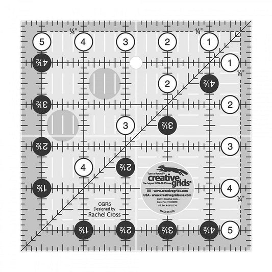 Quilt Ruler 140 mm Square - CGR5 for precise cutting, marking and patchwork