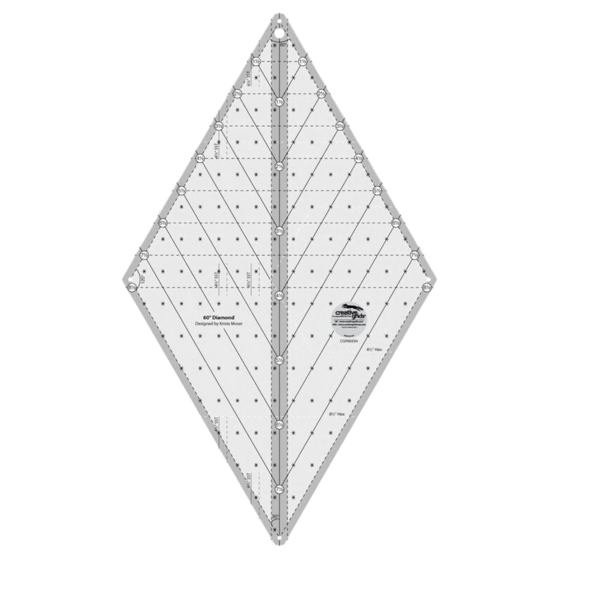 Creative Grids 60 Degree Diamond Ruler - CGR60DIA for precise cutting, marking and patchwork