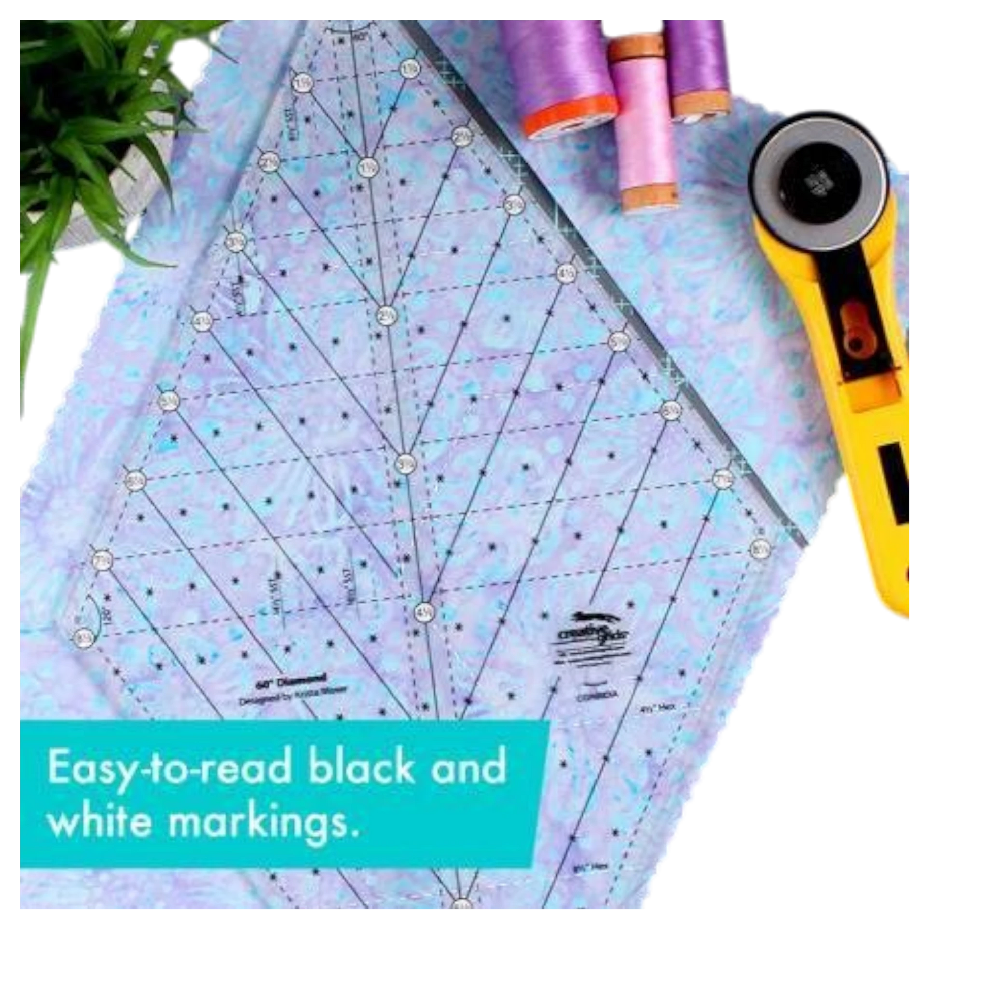 Creative Grids 60 Degree Diamond Ruler - CGR60DIA for precise cutting, marking and patchwork