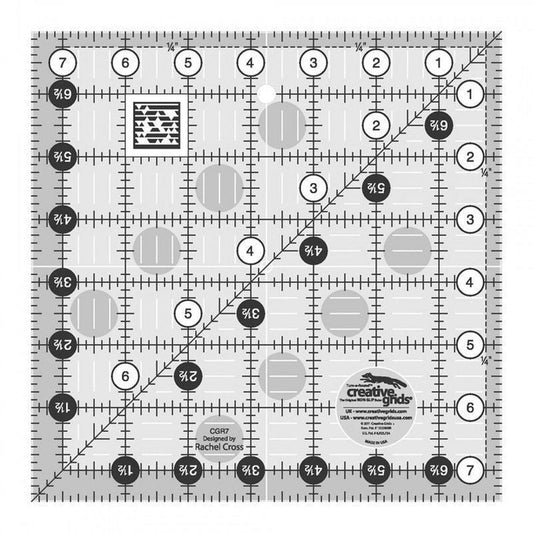 Quilt Ruler 7.5 Square - CGR7 in for precise cutting, marking and patchwork