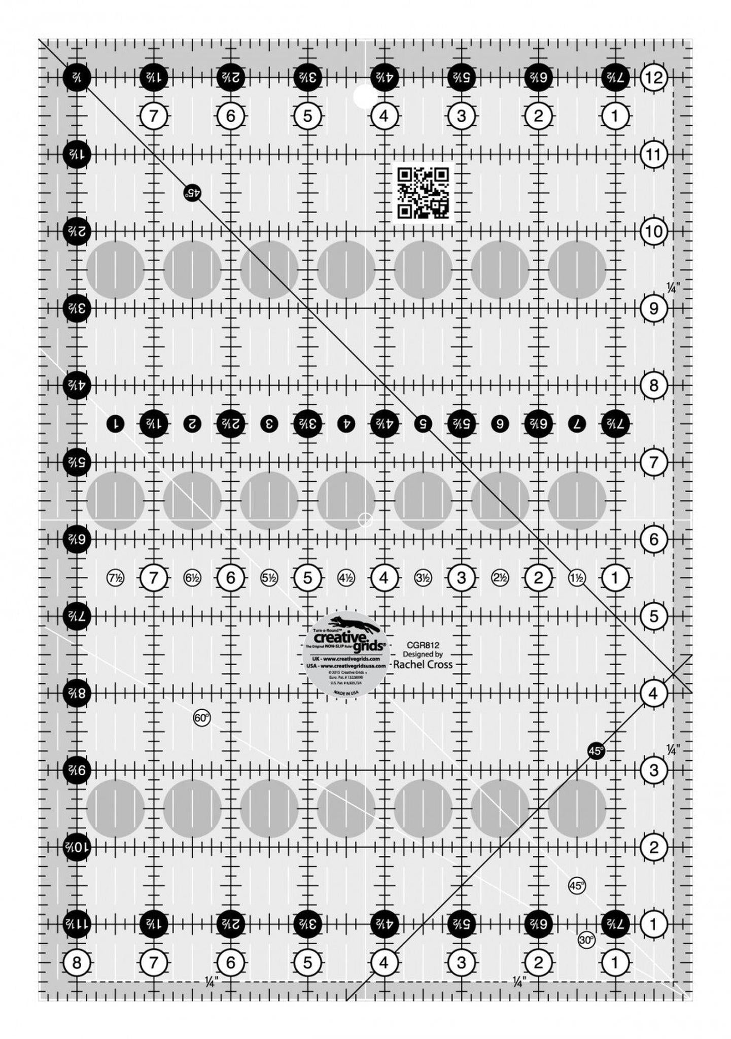 Rectangle Ruler 8.5 x 318 mm for precise cutting, marking and patchwork
