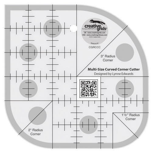 Curved Corner Cutter Ruler for precise cutting, marking and patchwork
