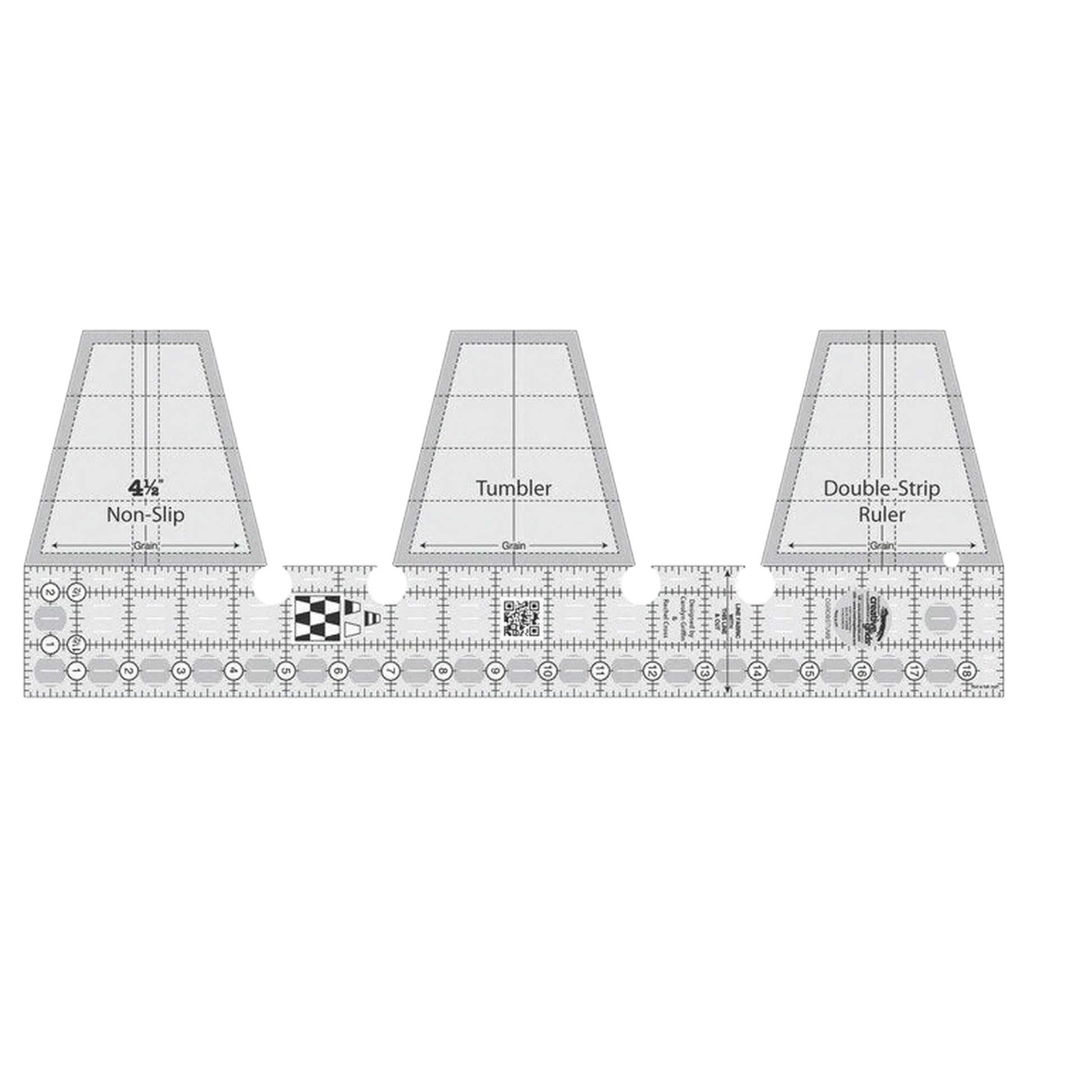 Double-Strip Tumbler Quilt Ruler CGRDBSTUMB for precise cutting, marking and patchwork