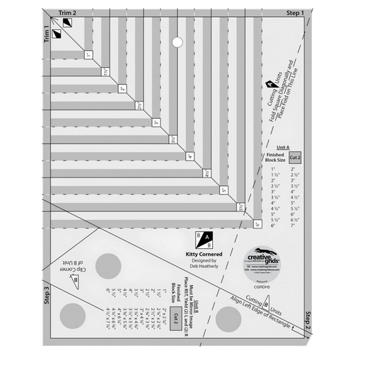 Kitty Cornered Ruler - CGRDH5 for precise cutting, marking and patchwork