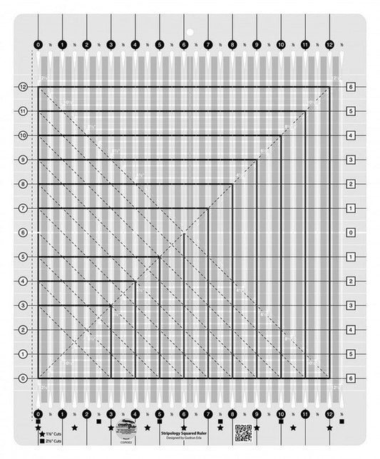 Stripology Squared Ruler/Template CGRGE2 for precise cutting, marking and patchwork