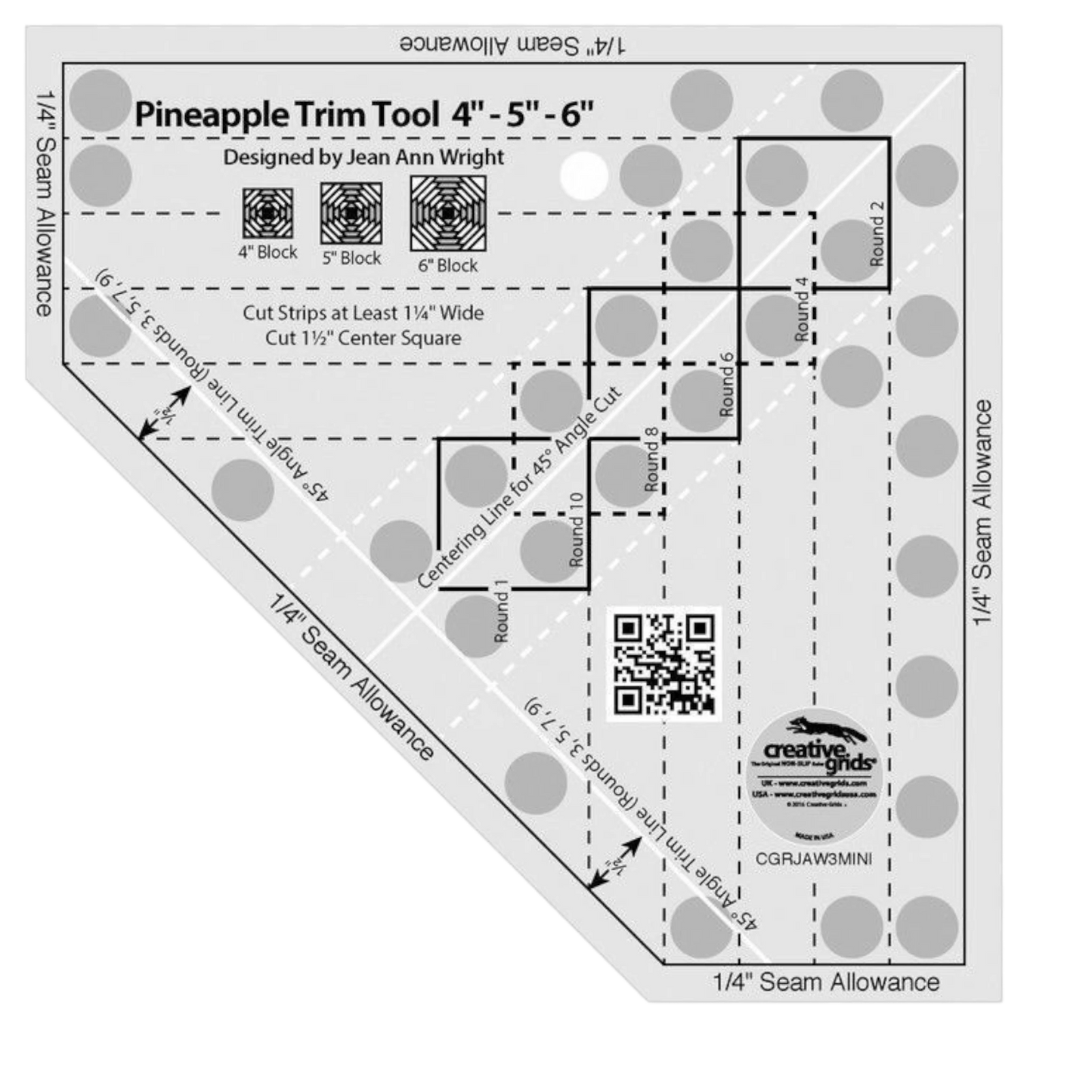 Pineapple Trim Tool ruler Mini - 4 5 152 mm Blocks - CGRJAW3MINI , crafting and sewing tasks