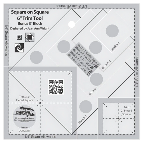 Square on Square Trim Tool - 76 mm or 152 mm Finished Quilt Ruler - CGRJAW7 , crafting and sewing tasks