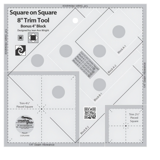 Square on Square Trim Tool - 102 mm or 203 mm Finished Quilt Ruler - CGRJAW8 , crafting and sewing tasks