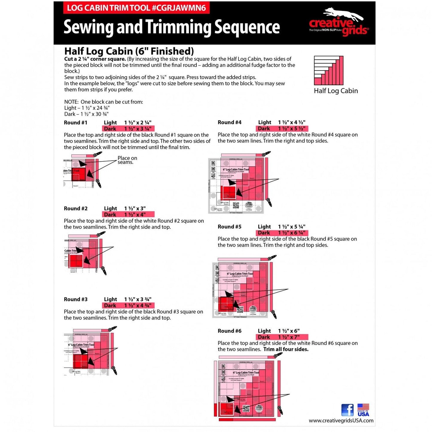 Log Cabin Trim Tool Ruler --CGRJAWMN6 , crafting and sewing tasks