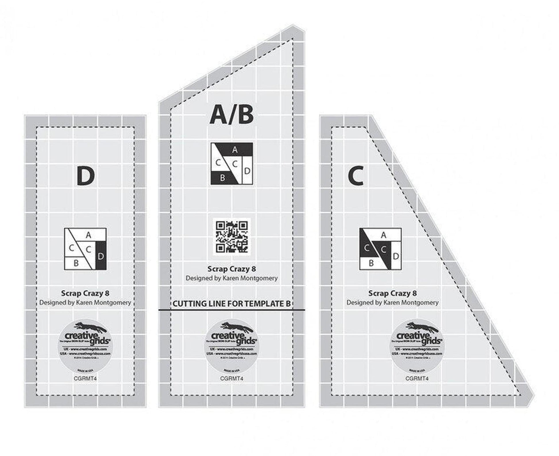 Scrap Crazy Eights Templates Quilt Ruler - CGRMT4 for precise cutting, marking and patchwork