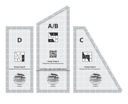 Scrap Crazy Eights Templates Quilt Ruler - CGRMT4 for precise cutting, marking and patchwork
