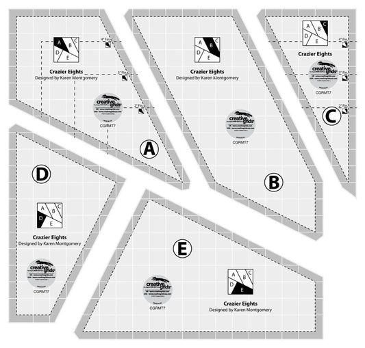 Scrap Crazier Eights Templates Quilt Ruler - CGRMT7 for precise cutting, marking and patchwork