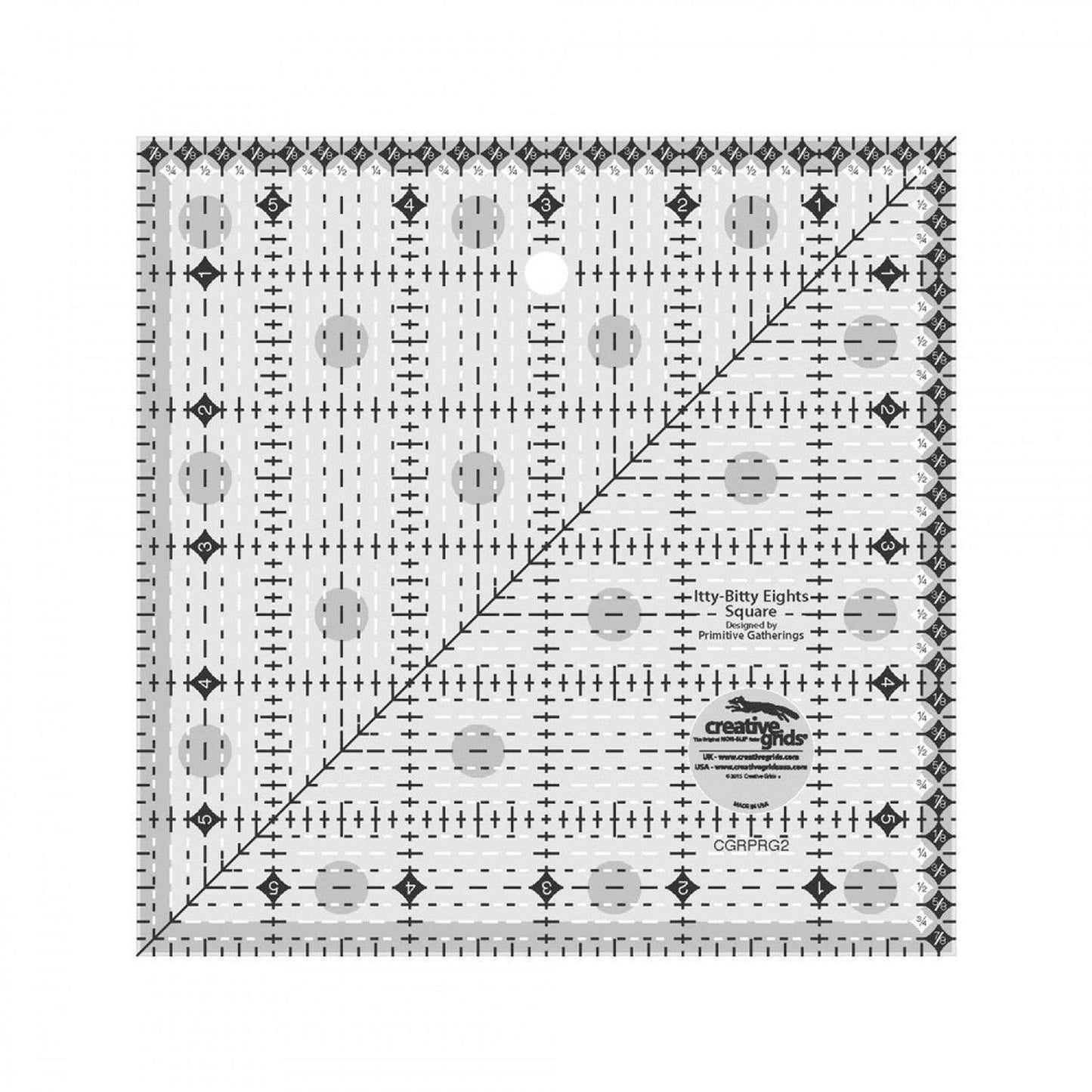 Itty Bitty Eights Square Quilt Ruler 152 mm x 152 mm - CGRPRG2 for precise cutting, marking and patchwork