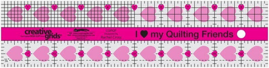 I Love My Quilt Friends Quilt Ruler 64 mm x 254 mm - CGRQF for precise cutting, marking and patchwork