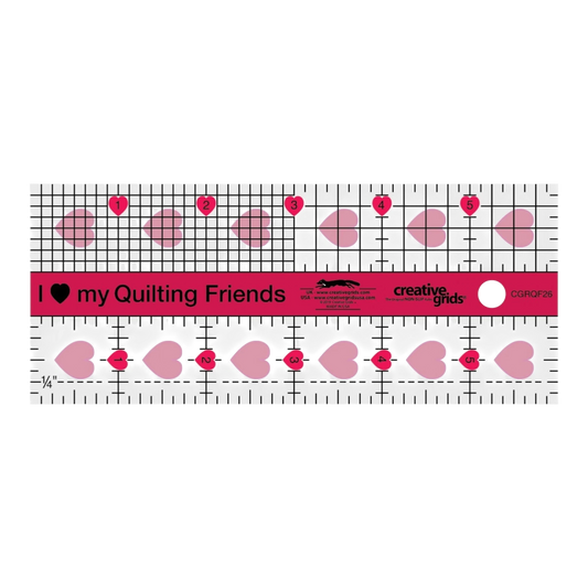 I Love My Quilt Friends Quilt Ruler 64 mm x 152 mm - CGRQF26 for precise cutting, marking and patchwork