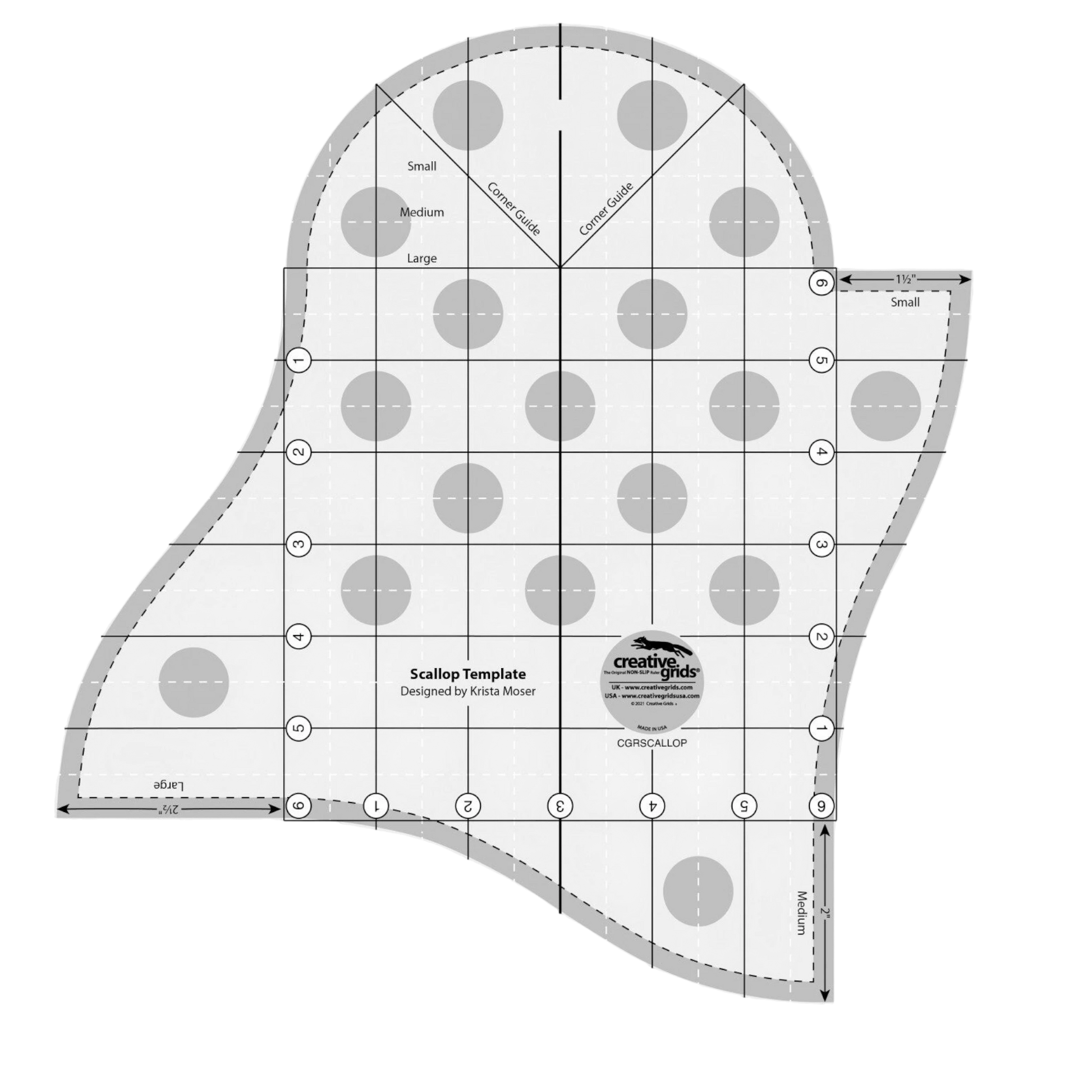 Scallop Template - CGRSCALLOP for precise cutting, marking and patchwork