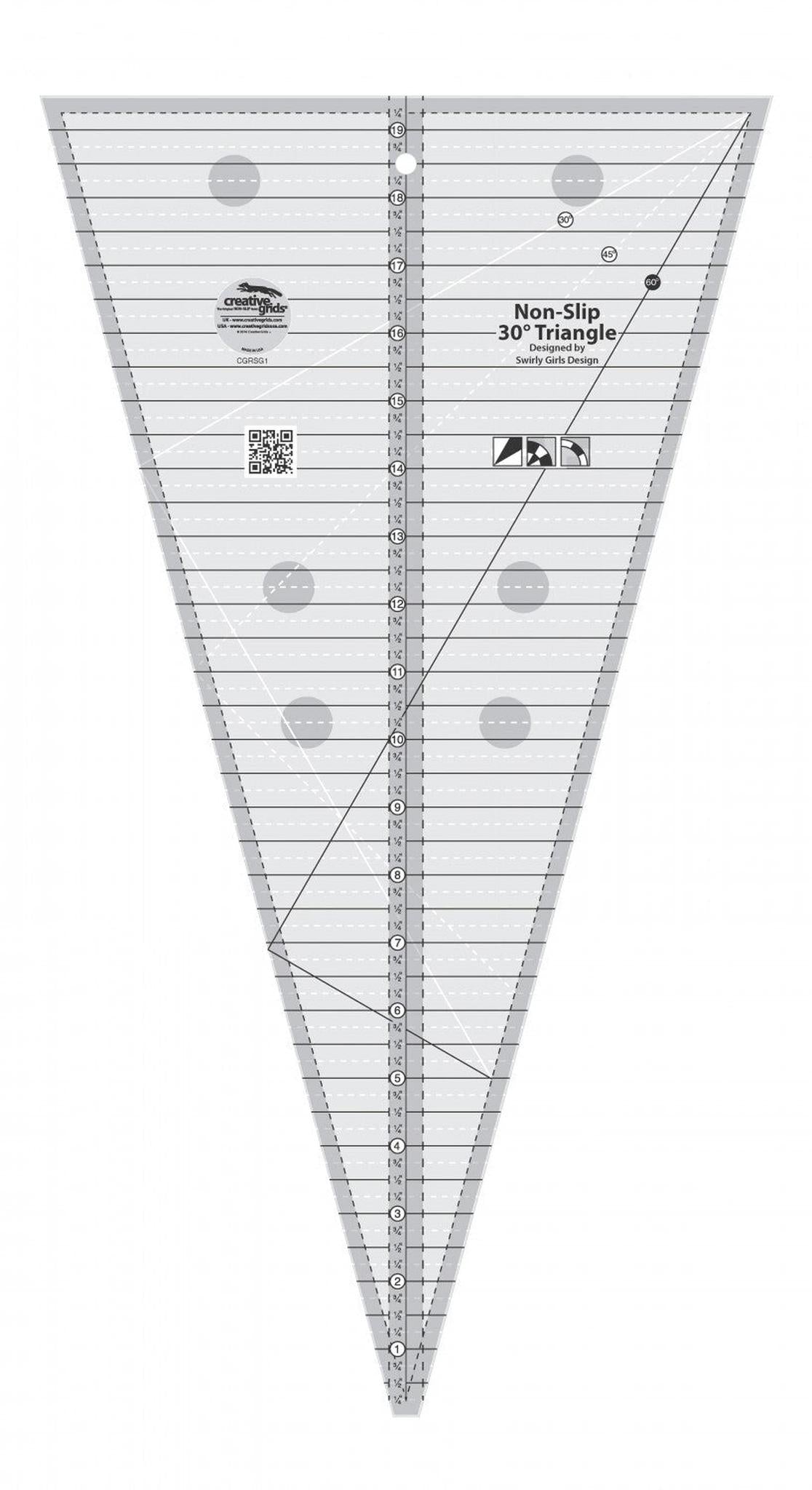 30 Degree Triangle Quilt Ruler for precise cutting, marking and patchwork