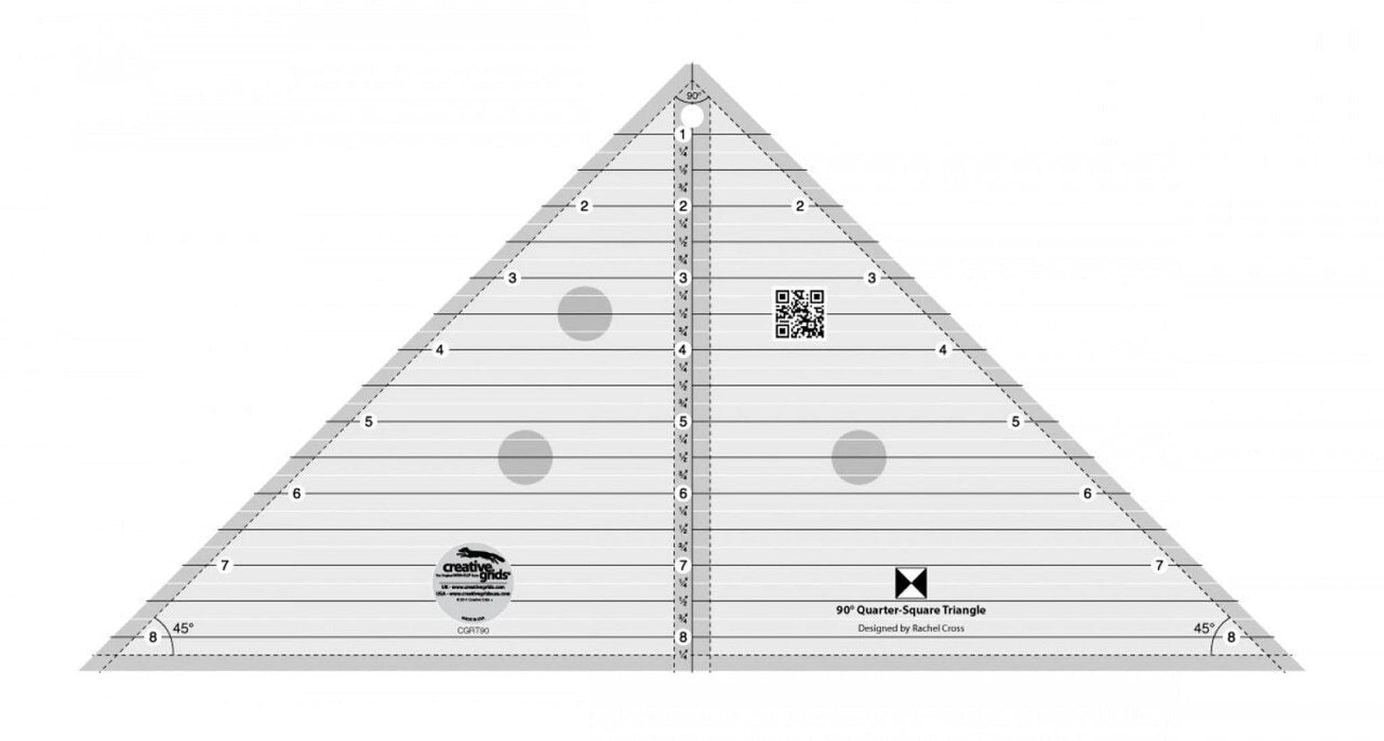 90 Degree Quarter-Square Triangle Quilt Ruler - CGRT90 for precise cutting, marking and patchwork