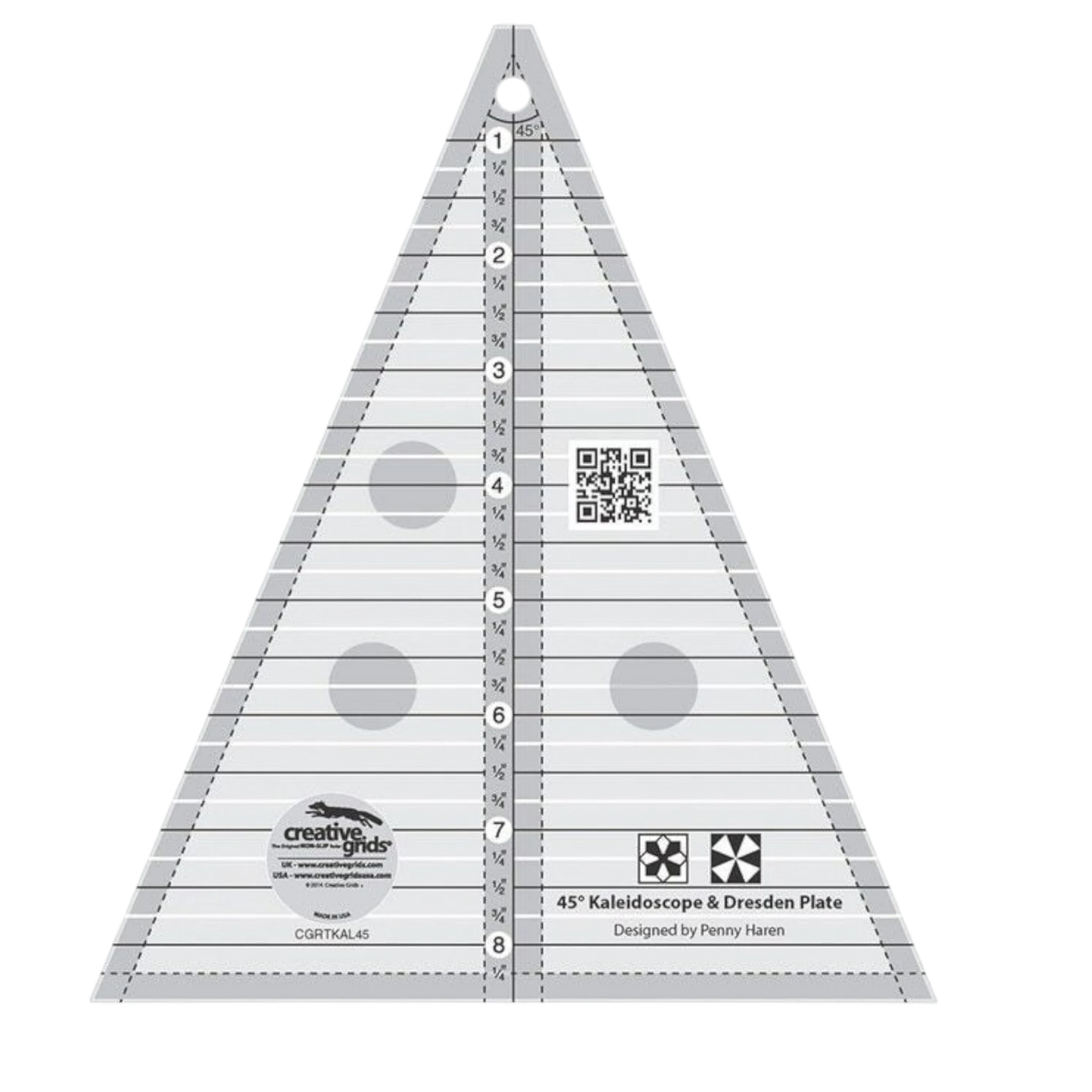 Kaleidoscope and Dreseden Plate Quilt Ruler CGRTKAL45 for precise cutting, marking and patchwork