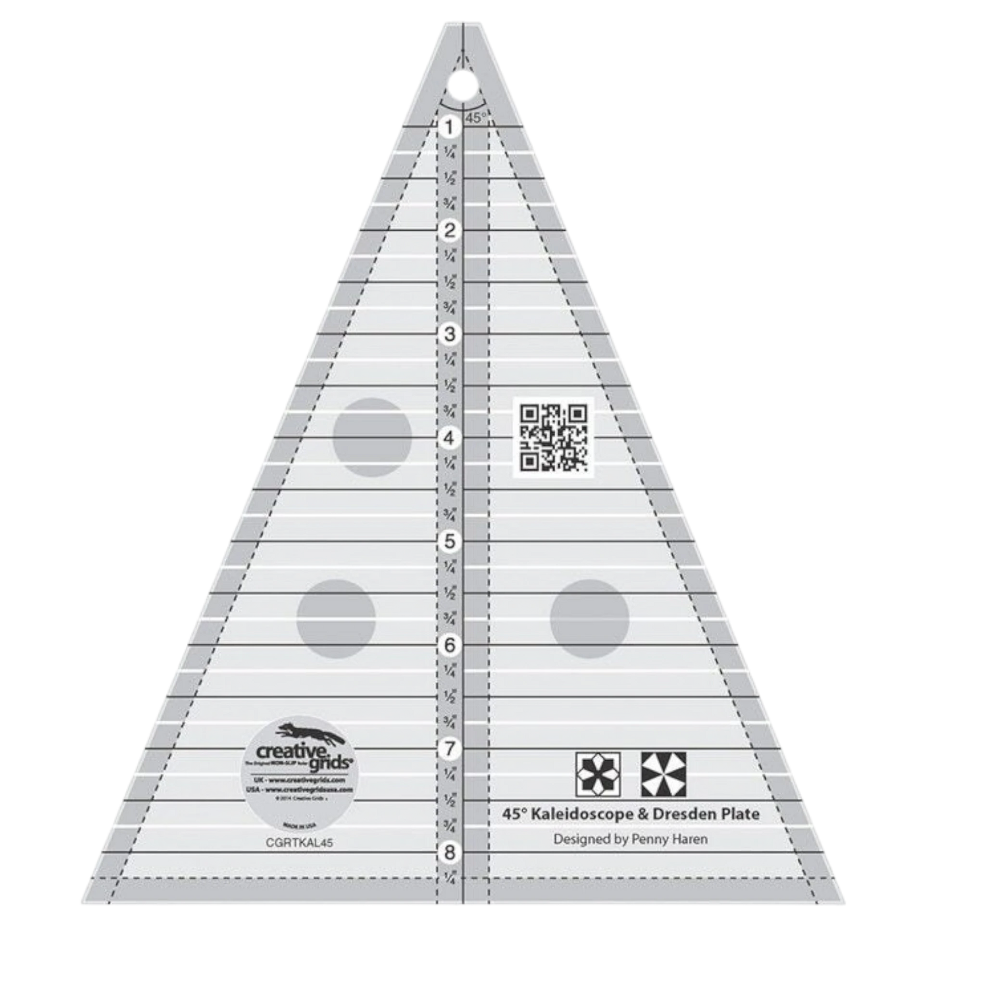 Kaleidoscope and Dreseden Plate Quilt Ruler CGRTKAL45 for precise cutting, marking and patchwork