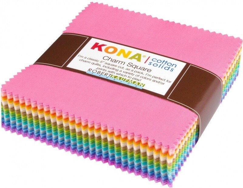 Kona Cotton Solids | Pastel Colourstory | Charm Squares | 127 mm x 101pc for patchwork, quilting and sewing