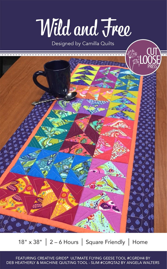 Wild and Free Table Runner Pattern by Cut Loose Press - front