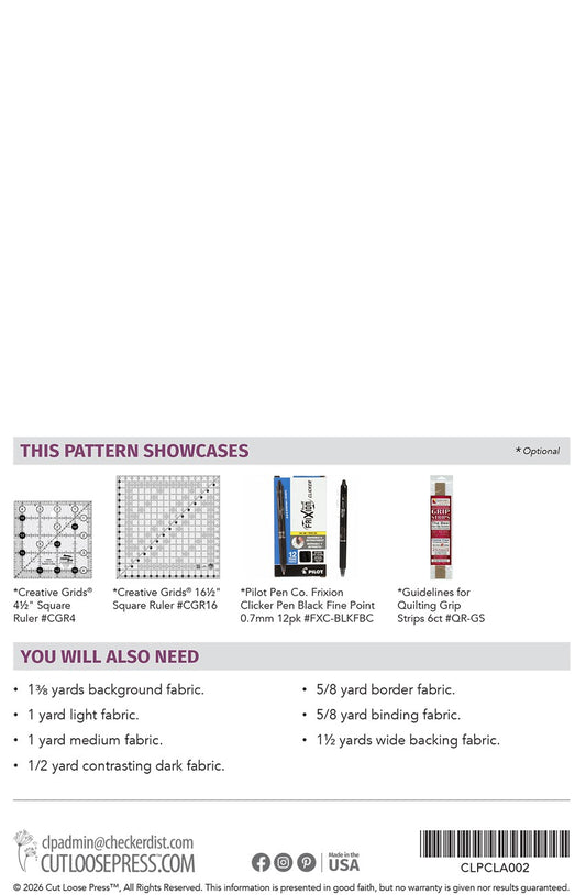 Whirlwind Stars Quilt Pattern by Cut Loose Press - back
