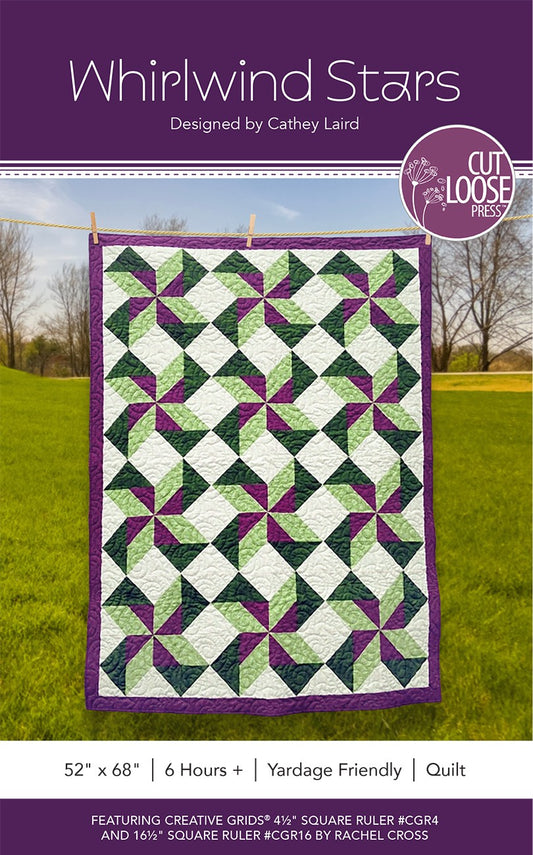 Whirlwind Stars Quilt Pattern by Cut Loose Press - front